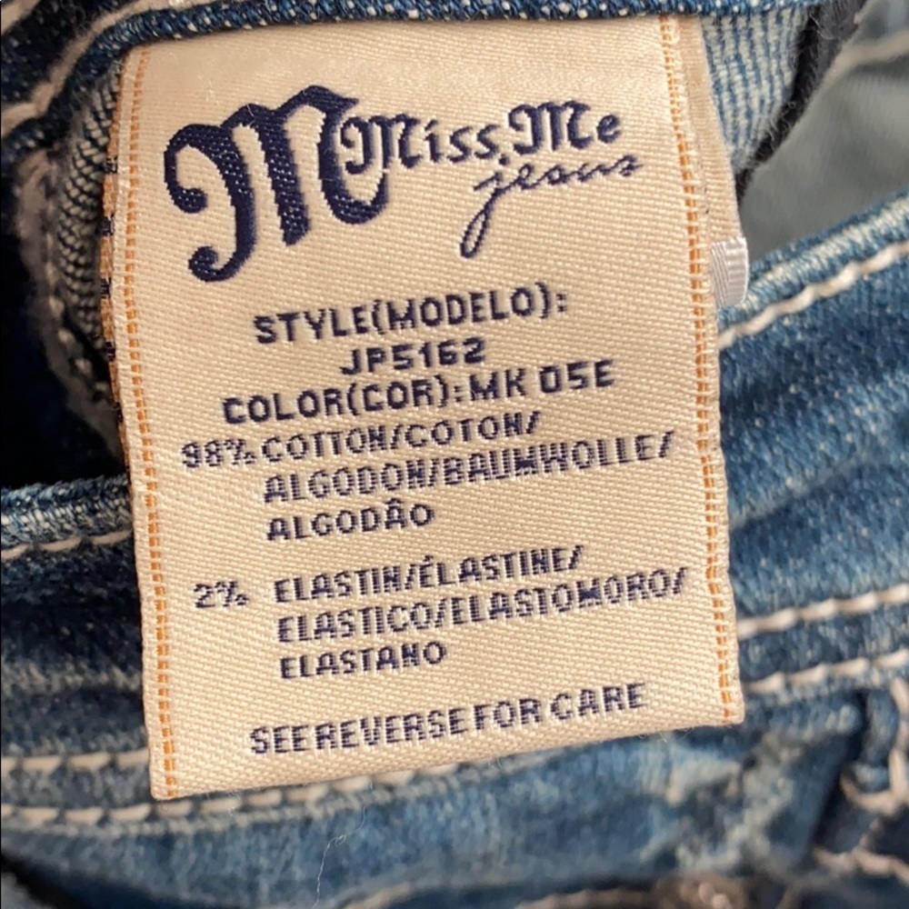 Miss Me JP5162 peace sign embroidered bootcut blue jeans 28x34 - Picture 9 of 15